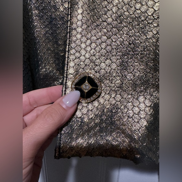NWT Designer KUZYK Mick Gold Snake Embossed Calfskin Leather Jacket Sz LARGE - Picture 2 of 16